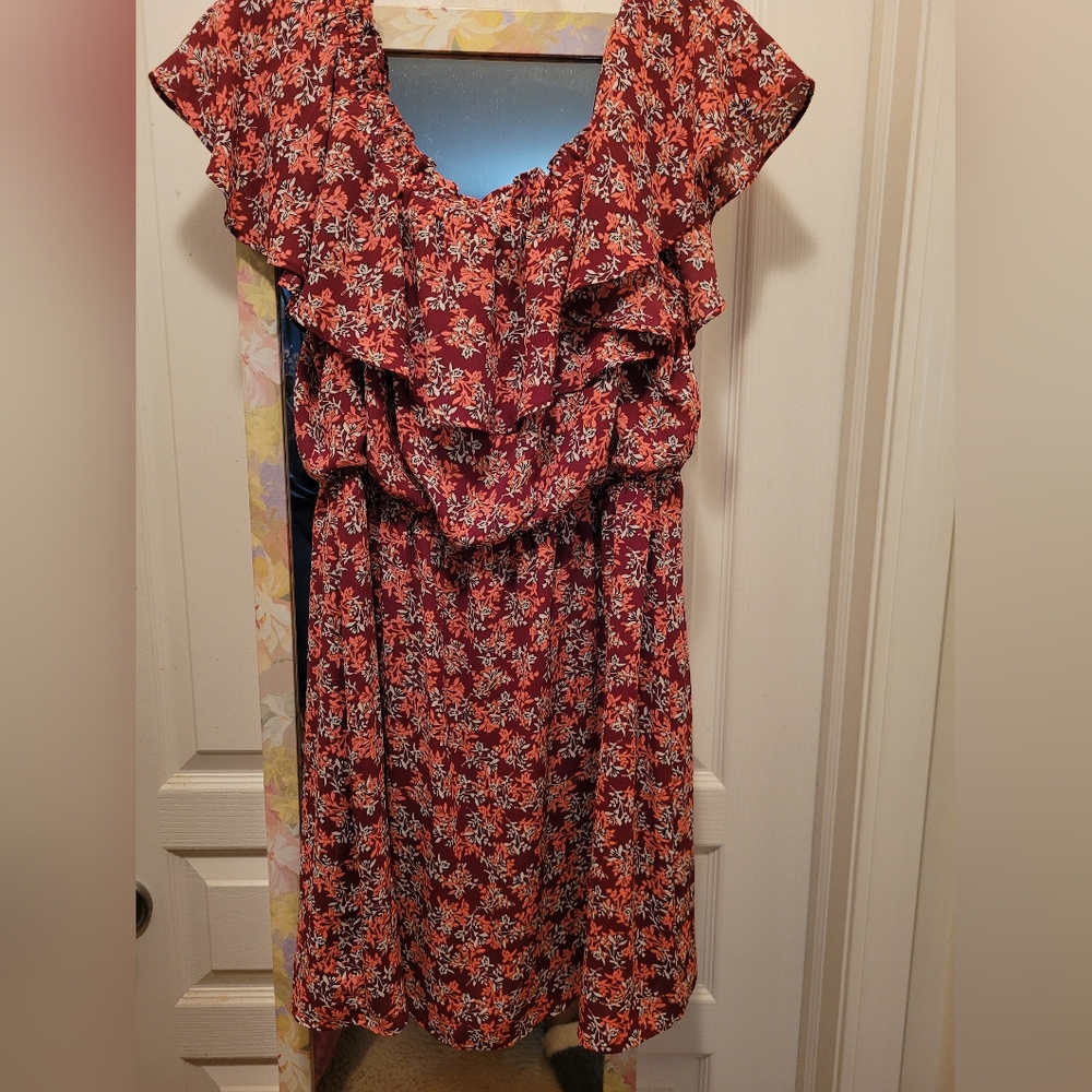 Express floral Ruffle Dress in Pink and White